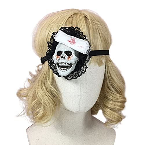Kelisdi Verstellbares Auge, dunkle Halloween-Kostüme, Cosplay, Punk-Party, schwarze Spitze mit Totenkopf-Design, für Damen und Herren, dunkle Patches von Kelisdi