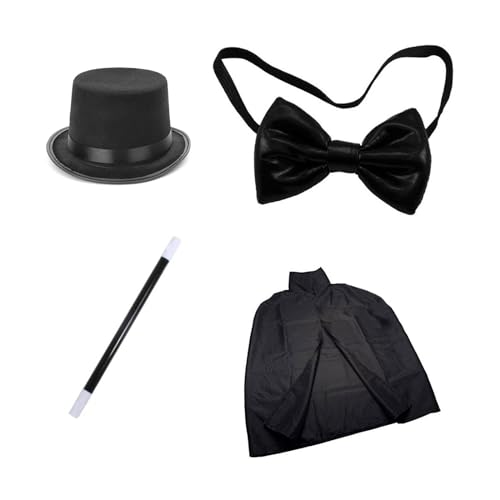 Kelisdi Zauberer Cosplay Umhang Hut Verkleiden Requisiten Set Kostüm Zubehör mit Hut Umhang Zauberstab Schleifen Krawatte für Auftritte Requisiten Kelisdi Zauberer Cosplay Umhang Hut Verkleiden Requisiten Set Kostüm Zubehör mit Hut Umhang Zauberstab Schleifen Krawatte für Auftritte Requisiten von Kelisdi
