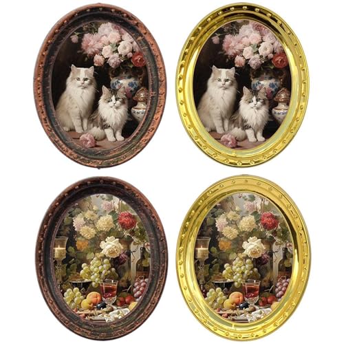 Miniatur-Bilderrahmen im Maßstab 1:12, Puppenhaus-Dekoration, Eisen, Miniatur-Bilderrahmen mit Katzen und Rose, Kunstwerk, Ölgemälde, Foto, 4 Stück, realistisches Miniaturgemälde Miniatur-Bilderrahmen im Maßstab 1:12, Puppenhaus-Dekoration, Eisen, Miniatur-Bilderrahmen mit Katzen und Rose, Kunstwerk, Ölgemälde, Foto, 4 Stück, realistisches Miniaturgemälde von Kelisdi