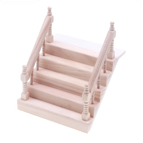 Miniatur-Treppe aus stabilem Holz mit Handlauf für Puppenhäuser im Maßstab 1 12 Massivholz Möbel Modelle Dekoration Miniatur-Treppe aus stabilem Holz mit Handlauf für Puppenhäuser im Maßstab 1 12 Massivholz Möbel Modelle Dekoration von Kelisdi