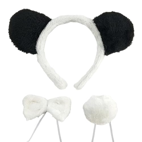 Panda-Kostüm-Set, Ohrenschwanz, Fliege, Tier-Kostüm, Zubehör für Kinder, Mädchen, Jungen, Halloween, Cosplay, Requisiten von Kelisdi