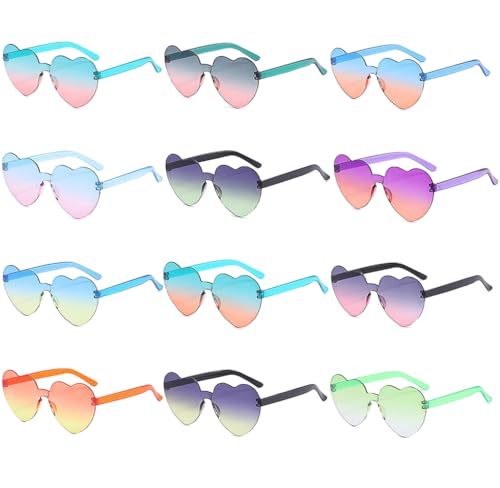 Kellegour 12Paar Herz Sonnenbrille Partybrille, Randlose Herz Brille, Farbverlauf Party Brille, Herzform Sonnenbrille für Singles Partys, Hawaii, Geburtstagsfeier, Foto Requisiten Kellegour 12Paar Herz Sonnenbrille Partybrille, Randlose Herz Brille, Farbverlauf Party Brille, Herzform Sonnenbrille für Singles Partys, Hawaii, Geburtstagsfeier, Foto Requisiten von Kellegour