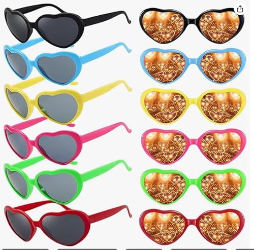 Kellegour 12Stücke Herzbrille Effekt,Diffractions Party Brille,3D Heart Glasses Beugungs Brille Herzförmige Sonnenbrille,Herzförmige Effekt Brille,für Kostümfest Fasching Musik im Freien Bar Feuerwerk Kellegour 12Stücke Herzbrille Effekt,Diffractions Party Brille,3D Heart Glasses Beugungs Brille Herzförmige Sonnenbrille,Herzförmige Effekt Brille,für Kostümfest Fasching Musik im Freien Bar Feuerwerk von Kellegour