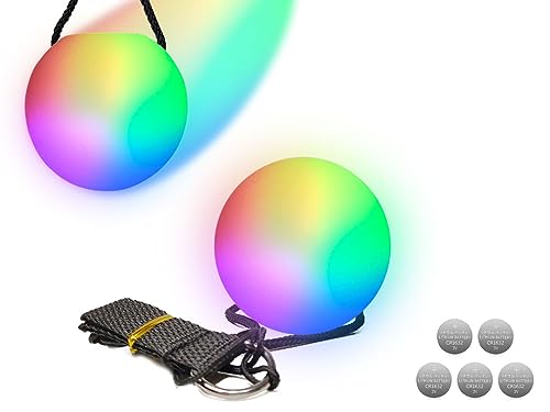 Kellegour 2 Stück LED-Poi-Set,LED Poi Bälle,mit Regenbogenfarben und Strobe-Effekt,Spiral Pois,Soft Spinning POI Spielzeug Set,Soft-Pois für Kinder,für Tanzen,Lichtshow,Rave,für Anfänger und Profis Kellegour 2 Stück LED-Poi-Set,LED Poi Bälle,mit Regenbogenfarben und Strobe-Effekt,Spiral Pois,Soft Spinning POI Spielzeug Set,Soft-Pois für Kinder,für Tanzen,Lichtshow,Rave,für Anfänger und Profis von Kellegour