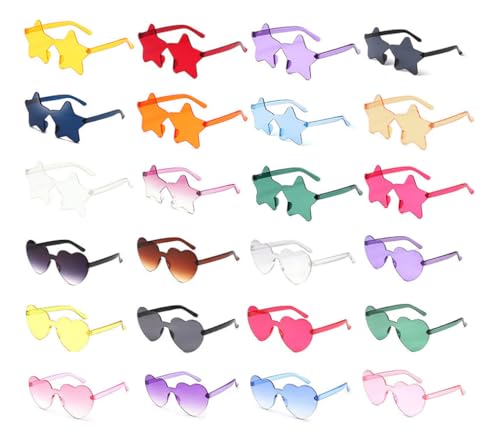 Kellegour 24Pieces Farben Party Brille,Herz Sonnenbrille Transparente,Hippie Herzförmige Brille Herz/Sternenform,Transparente Candy Color Sonnenbrille,for Party,Christmas,Weddings Kellegour 24Pieces Farben Party Brille,Herz Sonnenbrille Transparente,Hippie Herzförmige Brille Herz/Sternenform,Transparente Candy Color Sonnenbrille,for Party,Christmas,Weddings von Kellegour