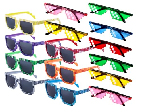 Kellegour Party Mosaik Brille,15 Pcs Magische Farben Party Brille,Mosaik Brille Party Sonnenbrille,Partybrillen,Bunt Kunststoff Sonnenbrille Set für Partyurlaub Dekoration Brille Masquerade(3 Stilen) von Kellegour