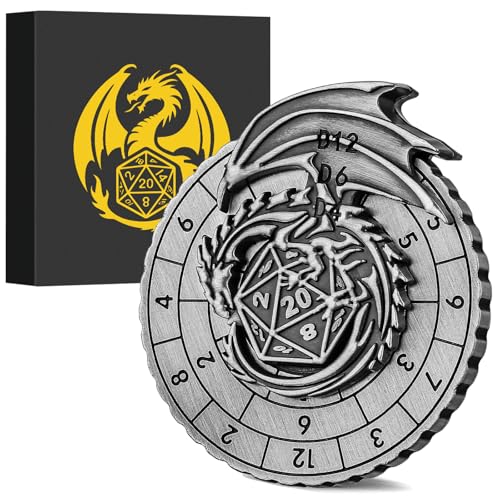 DND Radwürfel Spinner, Fingerspitzen Gyro, 7-in-1 Fliegender Drache Metall D&D Würfel, Roulette Würfel Spinner für DND Würfelset, D&D Geschenke mit Geschenkbox, Rollenspiel Brettspiel Zubehör, Silber DND Radwürfel Spinner, Fingerspitzen Gyro, 7-in-1 Fliegender Drache Metall D&D Würfel, Roulette Würfel Spinner für DND Würfelset, D&D Geschenke mit Geschenkbox, Rollenspiel Brettspiel Zubehör, Silber von Keller & Weber