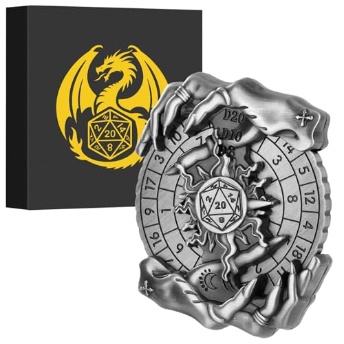 DND Radwürfel Spinner, Fingerspitzen Gyro, 7-in-1 Magie Hand Metallische D&D Würfel, Magie Hand Roulette Würfel Spinner für DND Würfelset, D&D Geschenke mit Box, Rollenspiel Brettspiel Zubehör, Silber von Keller & Weber