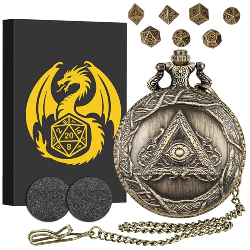 Mini-DND-Würfel-Set mit Steampunk-Monokular-Dreieck-Taschenuhrgehäuse, 7-teiliges polyedrisches Metallwürfel-Set, DND-Starterset, D&D-Geschenke mit Geschenk-Box, Rollenspiel-Zubehör, Bronze Mini-DND-Würfel-Set mit Steampunk-Monokular-Dreieck-Taschenuhrgehäuse, 7-teiliges polyedrisches Metallwürfel-Set, DND-Starterset, D&D-Geschenke mit Geschenk-Box, Rollenspiel-Zubehör, Bronze von Keller & Weber