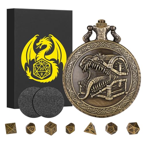 Mini-DND-Würfel-Set mit Steampunk-Zunge, Schatztruhe, Taschenuhrgehäuse, 7-teiliges polyedrisches Metallwürfel-Set, DND-Starterset, D&D-Geschenke mit Geschenk-Box, Rollenspiel-Brettspiel-Zubehör von Keller & Weber