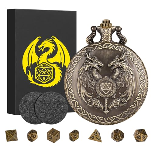 Mini-DND-Würfel-Set mit Zauberstab und doppeltem Drachenkopf-Taschenuhrgehäuse, DND-Starter-Set, 7-teiliges polyedrisches Mini-Metallwürfel-Set, D&D-Geschenke mit Geschenk-Box, Rollenspiel-Zubehör Mini-DND-Würfel-Set mit Zauberstab und doppeltem Drachenkopf-Taschenuhrgehäuse, DND-Starter-Set, 7-teiliges polyedrisches Mini-Metallwürfel-Set, D&D-Geschenke mit Geschenk-Box, Rollenspiel-Zubehör von Keller & Weber