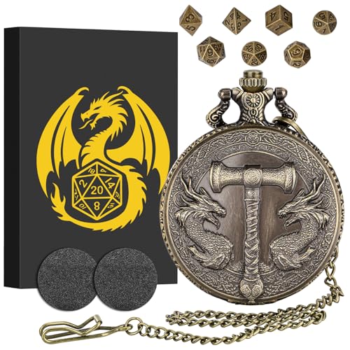 Mini-DND-Würfel-Set mit zwei Drachen, Taschenuhrgehäuse, DND-Starter-Set, 7-teiliges polyedrisches Mini-Metallwürfel-Set, D&D-Geschenke mit Geschenk-Box, Rollenspiel-Brettspiel-Zubehör, Bronze Mini-DND-Würfel-Set mit zwei Drachen, Taschenuhrgehäuse, DND-Starter-Set, 7-teiliges polyedrisches Mini-Metallwürfel-Set, D&D-Geschenke mit Geschenk-Box, Rollenspiel-Brettspiel-Zubehör, Bronze von Keller & Weber