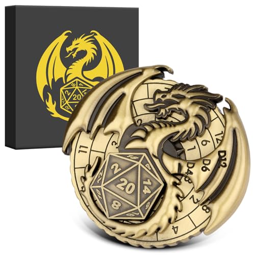 Spinner DND Würfel Set, 7 in 1 Fingertip Gyro Metallic DND Würfel, DND Starter Set, Drachen Würfel Spinner für DND Würfel Set, D&D Geschenke mit Geschenkbox, Rollenspiel Brettspiel Zubehör, Bronze von Keller & Weber