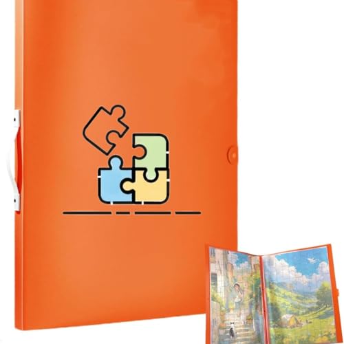 Kepuarm Puzzle Aufbewahrung,Puzzle Mappe 1000 Teile, Mit 20 transparente Taschen, Tragbar, Staubdicht und Schmutzabweisend, Puzzle Liebhaber Geschenke (Orange) von Kepuarm