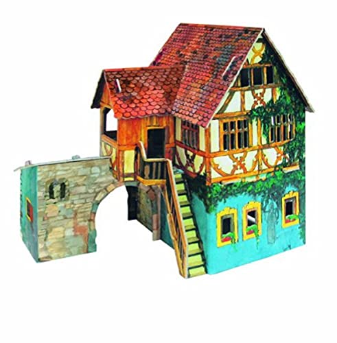 UMBUM Innovatives 3-D-Puzzle Haus mit Boot Medieval Town 3D-Kartonmodellbausatz für Erwachsene und Kinder von UMBUM