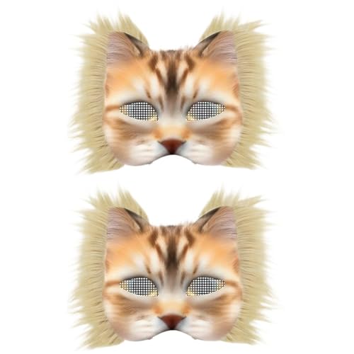2er Set Therian Cat Masken-set Diy Furrymask Set Blank Foxcat Maske Realistischem Fell Und Augennetz, Diy Therian Maskmaking Kit Für Cosplay von Keuyeo