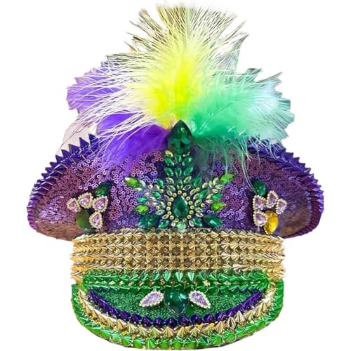 Keuyeo Mardi Gras Hut Hühnerfeder Hen Do Hut Festival Hut Steampunk Sergeant Kopfbedeckung Festival Maskerade Für Cosplay Keuyeo Mardi Gras Hut Hühnerfeder Hen Do Hut Festival Hut Steampunk Sergeant Kopfbedeckung Festival Maskerade Für Cosplay von Keuyeo