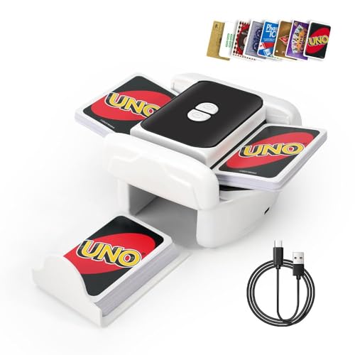 Kevsuvqin Geräuscharmer Kartenmischmaschine Elektrische, 3000mAh Kartenmischer, 2 Modi, Spielkartenablage, Mischmaschine Karten für 2 Decks, Karten Mischgerät für UNO, Poker, Texas Hold Em, Blackjack von Kevsuvqin