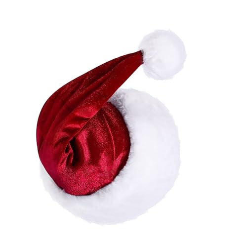 Kexpsogy Weihnachtsmütze mit weißer Krempe für Weihnachten, Festival, Party, Neujahr, Kopfbedeckung, Weihnachtsmann-Kostüm-Zubehör Kexpsogy Weihnachtsmütze mit weißer Krempe für Weihnachten, Festival, Party, Neujahr, Kopfbedeckung, Weihnachtsmann-Kostüm-Zubehör von Kexpsogy