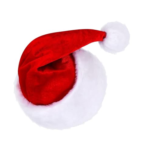 Kexpsogy Weihnachtsmütze mit weißer Krempe für Weihnachten, Festival, Party, Neujahr, Kopfbedeckung, Weihnachtsmann-Kostüm-Zubehör Kexpsogy Weihnachtsmütze mit weißer Krempe für Weihnachten, Festival, Party, Neujahr, Kopfbedeckung, Weihnachtsmann-Kostüm-Zubehör von Kexpsogy
