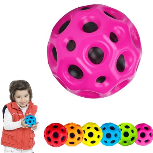KeyoGoS Astro Jump Ball, 7cm Moon Ball, Bounce Ball Hohe Springender Jump Ball EIN Knallendes Geräusch Machen, Space Ball für Kinder Party Gift Im Freien (Pink) von KeyoGoS