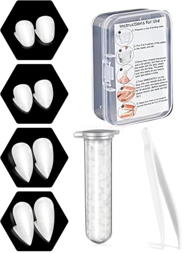 4 Pairs Vampir Zähne Kit 4 Größen Vampirzähne Halloween Cosplay Vampir Fangs Gefälschte mit 1 Rohr Zähne Pellets Klebstoff für Party Cosplay, Halloween, Demon, Witch von Keyoung