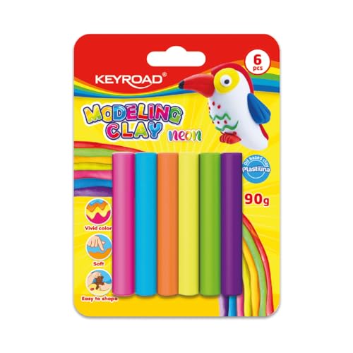 Keyroad Knetmasse, Knete 6x15g, Neon, Blister, Farbmix Knete Zubehör von Keyroad