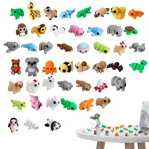 40 Stück Mini 3D Gedruckte Tiere Spielzeug, Tiere Figuren Set, Spielzeug zur Angstlinderung, Überraschung TiereSpielzeug für Ostern, Kindertag, Geburtstag von Keyubria