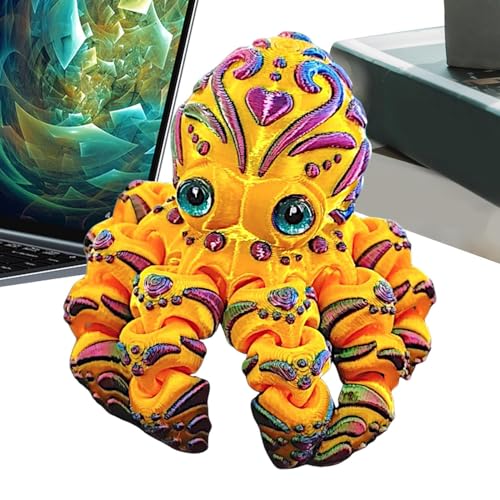Keyubria 3D-gedrucktes Oktopus, Actionfigur Oktopus, Oktopus Spielzeug, Gelenkiges Sammler Oktopus Tiermodell Für Heimdekoration, Schreibtischspielzeug, Einzigartige Geschenke Und Sammlerstücke von Keyubria