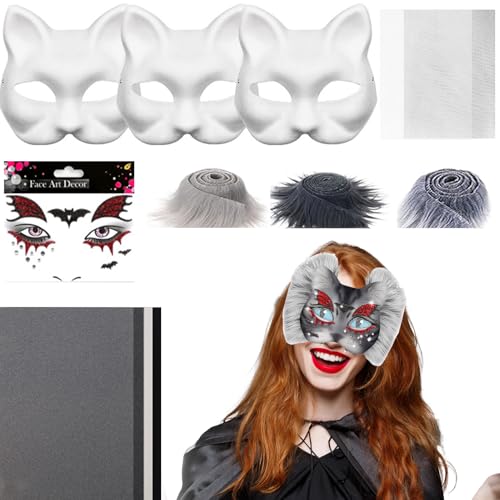 Keyubria Katzenmasken Basis, Materialset Für Katzenmasken, Bastelset Mit Mesh Und Filzstoff Kostüm Zubehör Für Party Cosplay Karneval Keyubria Katzenmasken Basis, Materialset Für Katzenmasken, Bastelset Mit Mesh Und Filzstoff Kostüm Zubehör Für Party Cosplay Karneval von Keyubria
