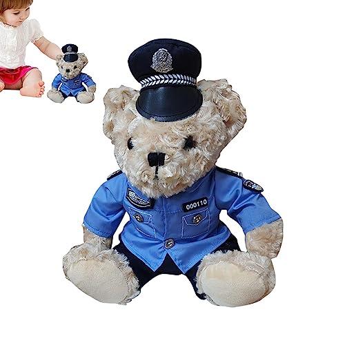 Keyubria Polices Bär Plüsch,Stofftier | Niedlicher weicher, Stofftier, dekorativer Plüschbär, Geburtstags- und Weihnachtsüberraschungsgeschenk für Kinder und Mädchen von Keyubria
