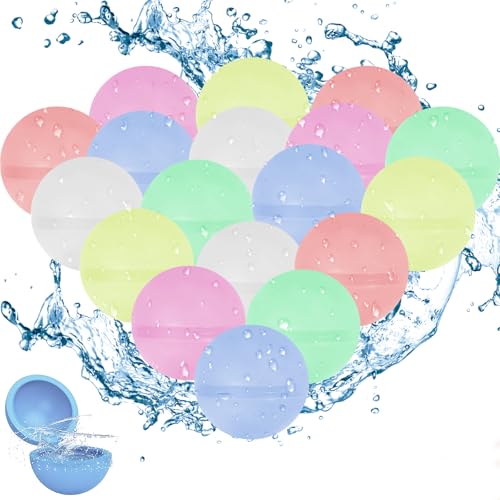 Kezidhp 18 Stück Wasserbomben Wiederverwendbar, Wasserbomben Selbstschließend, Schnelles Befüllen Wasserball, Wasserspielzeug Kinder,für Wasserpark, Erwachsene, Strand, Poolparty von Kezidhp