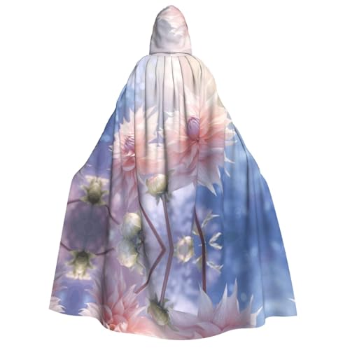 Kfjghhl 3 bunte Blumen, 1 Halloween-Umhang, goldener Kapuzenumhang, volle Länge, Robe, Umhang, Halloween-Kostüm, Cosplay, Party von Kfjghhl