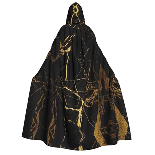 Kfjghhl 3D-Umhang mit goldfarbener Marmorierung, goldfarbene Textur, goldener Kapuzenumhang, volle Länge, Umhang, Halloween-Kostüm, Cosplay, Party von Kfjghhl