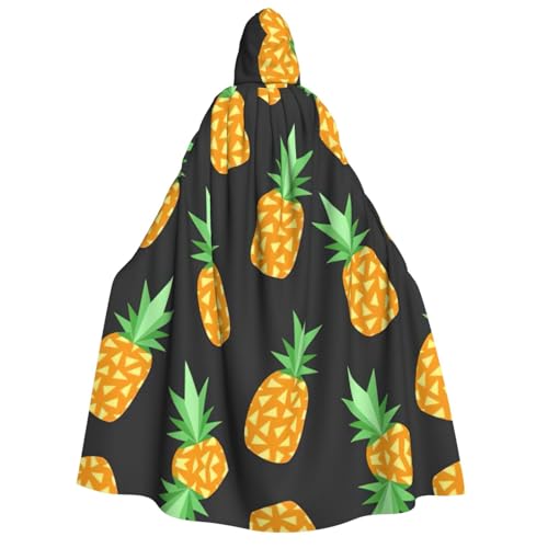 Kfjghhl Ananas-Halloween-Umhang, goldener Kapuzenumhang, volle Länge, Robe, Umhang, Halloween-Kostüm, Cosplay, Party von Kfjghhl