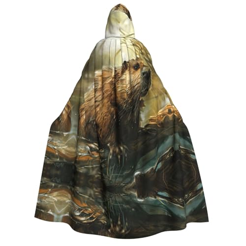 Kfjghhl Biber-Halloween-Umhang, goldener Kapuzenumhang, volle Länge, Robe, Umhang, Halloween-Kostüm, Cosplay, Party von Kfjghhl