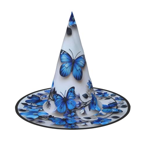 Kfjghhl Blaue Schmetterlinge, Halloween-Hut, böse Kostüme, Erwachsene, Unisex, Stirnband, Kostümzubehör, Weihnachtsfeier, Cosplay, Zauberer-Kostüm, Outfit, Halloween Kfjghhl Blaue Schmetterlinge, Halloween-Hut, böse Kostüme, Erwachsene, Unisex, Stirnband, Kostümzubehör, Weihnachtsfeier, Cosplay, Zauberer-Kostüm, Outfit, Halloween von Kfjghhl