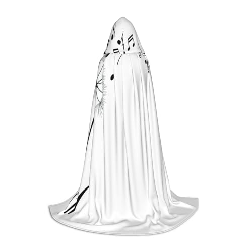 Kfjghhl Botanical Flying Music Notes Long Hooded Cloak Teenager Child Cape Witch Costume Halloween Costume Women Men 88.9-139.7 cm von Kfjghhl