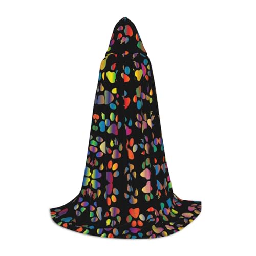 Kfjghhl Buntes Hundepfotenumhang mit Kapuze, Umhang für Teenager, Kinder, Hexenkostüm, Halloween-Kostüm, für Damen und Herren, 88,9–149,7 cm von Kfjghhl