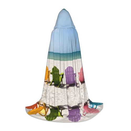 Kfjghhl Chairs Beside The Blue Sea Sky Long Hooded Cloak Teenager Child Cape Witch Costume Halloween Costume Women Men 88.9-140.7 cm von Kfjghhl