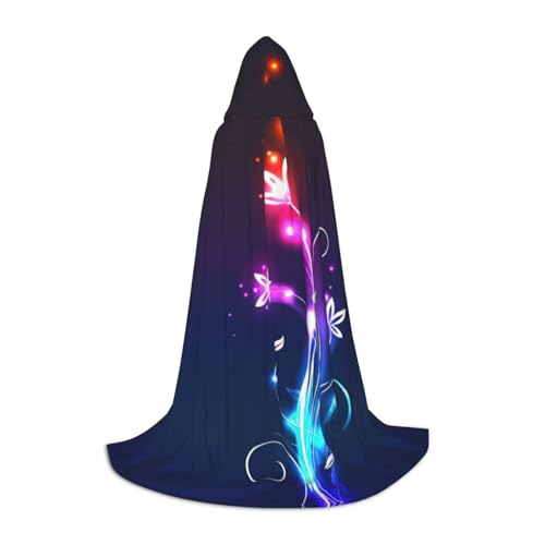 Kfjghhl Cooles Licht Blumen Lange Kapuzenumhang Teenager Kind Umhang Hexenkostüm Halloween Kostüm Damen Herren 88,9-149,7 cm von Kfjghhl