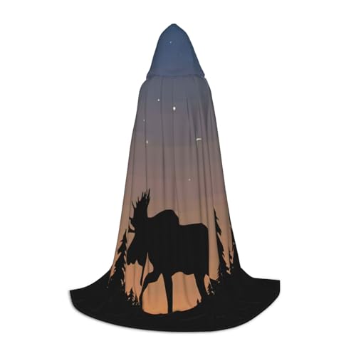 Kfjghhl Elch, Berg, Kiefer, Wildnis, langer Umhang mit Kapuze, Umhang, Hexenkostüm, Halloween-Kostüm, für Damen und Herren, 88,9–149,7 cm Kfjghhl Elch, Berg, Kiefer, Wildnis, langer Umhang mit Kapuze, Umhang, Hexenkostüm, Halloween-Kostüm, für Damen und Herren, 88,9–149,7 cm von Kfjghhl