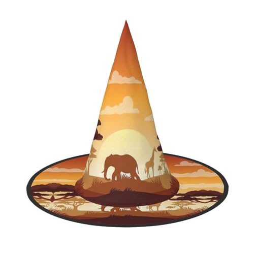 Kfjghhl Elefant und Giraffe im Sonnenuntergang, Halloween-Hut, böse Kostüme, Erwachsene, Unisex, Stirnband, Kostümzubehör, Weihnachtsfeier, Cosplay, Zauberer-Kostüm, Outfit, Halloween Kfjghhl Elefant und Giraffe im Sonnenuntergang, Halloween-Hut, böse Kostüme, Erwachsene, Unisex, Stirnband, Kostümzubehör, Weihnachtsfeier, Cosplay, Zauberer-Kostüm, Outfit, Halloween von Kfjghhl