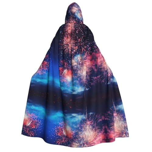 Kfjghhl Feuerwerk Halloween Umhang Goldener Kapuzenumhang volle Länge Robe Umhang Halloween Kostüm Cosplay Party von Kfjghhl