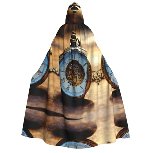 Kfjghhl Gears Clock Bronzefarbener Halloween-Umhang mit Kapuze, Umhang in voller Länge, Halloween-Kostüm, Cosplay, Party von Kfjghhl