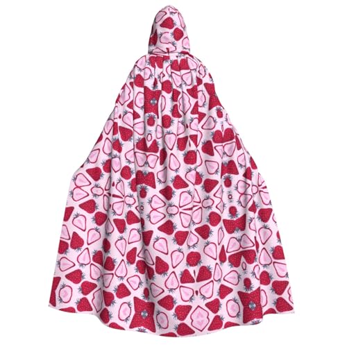 Kfjghhl Halloween-Umhang mit Erdbeermuster, goldener Kapuzenumhang, volle Länge, Robe, Umhang, Halloween-Kostüm, Cosplay, Party von Kfjghhl