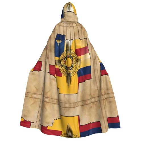 Kfjghhl Halloween-Umhang mit der Flagge New Mexiko, goldfarben, mit Kapuze, volle Länge, Umhang, Halloween-Kostüm, Cosplay, Party von Kfjghhl