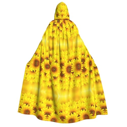 Kfjghhl Halloween-Umhang mit gelber Sonnenblume, goldener Kapuzenumhang, volle Länge, Robe, Umhang, Halloween-Kostüm, Cosplay, Party von Kfjghhl