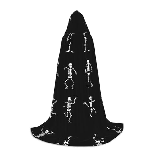 Kfjghhl Interessantes Skelett langer Kapuzenumhang Teenager Kind Umhang Hexenkostüm Halloween Kostüm Damen Herren 88,9-149,7 cm von Kfjghhl
