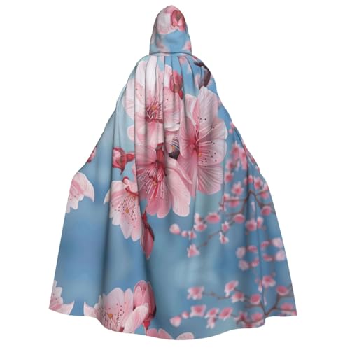 Kfjghhl Japanischer Kirschblumen-Halloween-Umhang, goldener Kapuzenumhang, volle Länge, Robe, Umhang, Halloween-Kostüm, Cosplay, Party von Kfjghhl